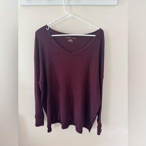 American Eagle Outfitters Maroon Ribbed Sweater